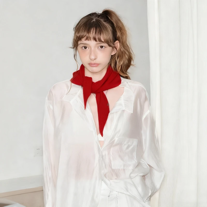 

British Wool Knitted Triangular Scarf Winter Korea Knitted Triangle Shawl Women Neck Protection Smallscarf Cashmere Scarives