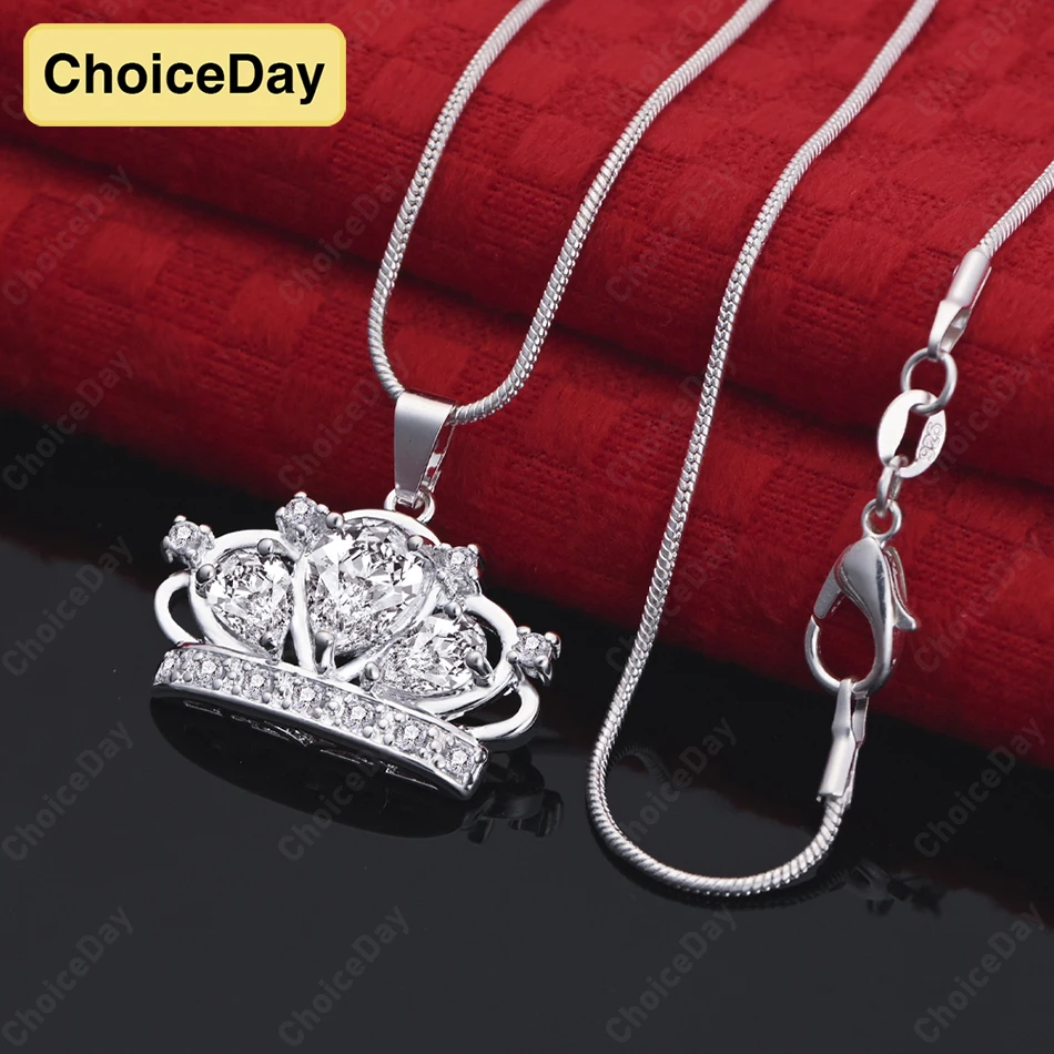 

ChoiceDay модное ожерелье из стерлингового серебра 925 пробы с изысканной короной и цирконием, женские аксессуары, ювелирные изделия, подарок для вечеринки