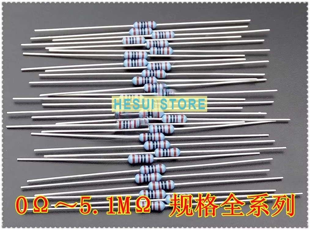 

100 шт. 1/4 Вт 0 Ом~5,1 МОм 0,25 Вт Металлопленочный резистор с медными выводами