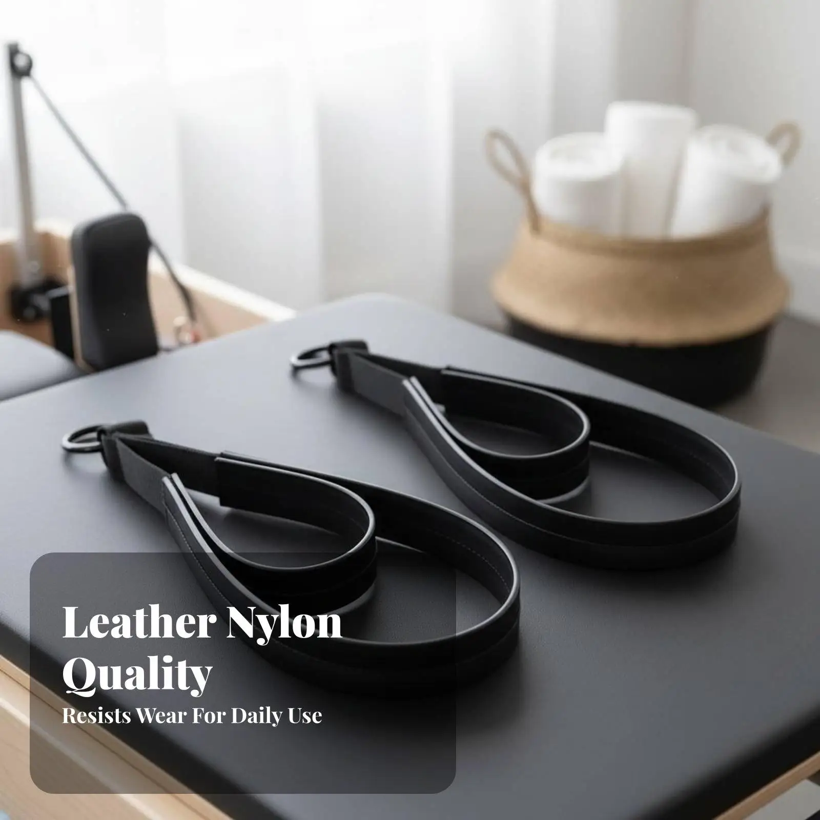 Pilates Reformer Foot Straps Construction Double Loop Pilates Straps Universal Fit Reformer Machine Ankle Cuffs for Home Gym