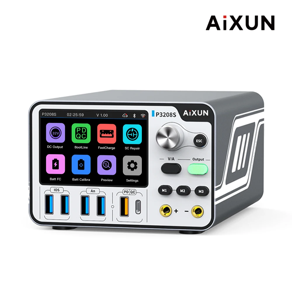 AIXUN P3208S 320W Smart Regulated Power Supply for Phone 7-17 Support PD/QC Fast Charge Protocols One-button Power-on Cable