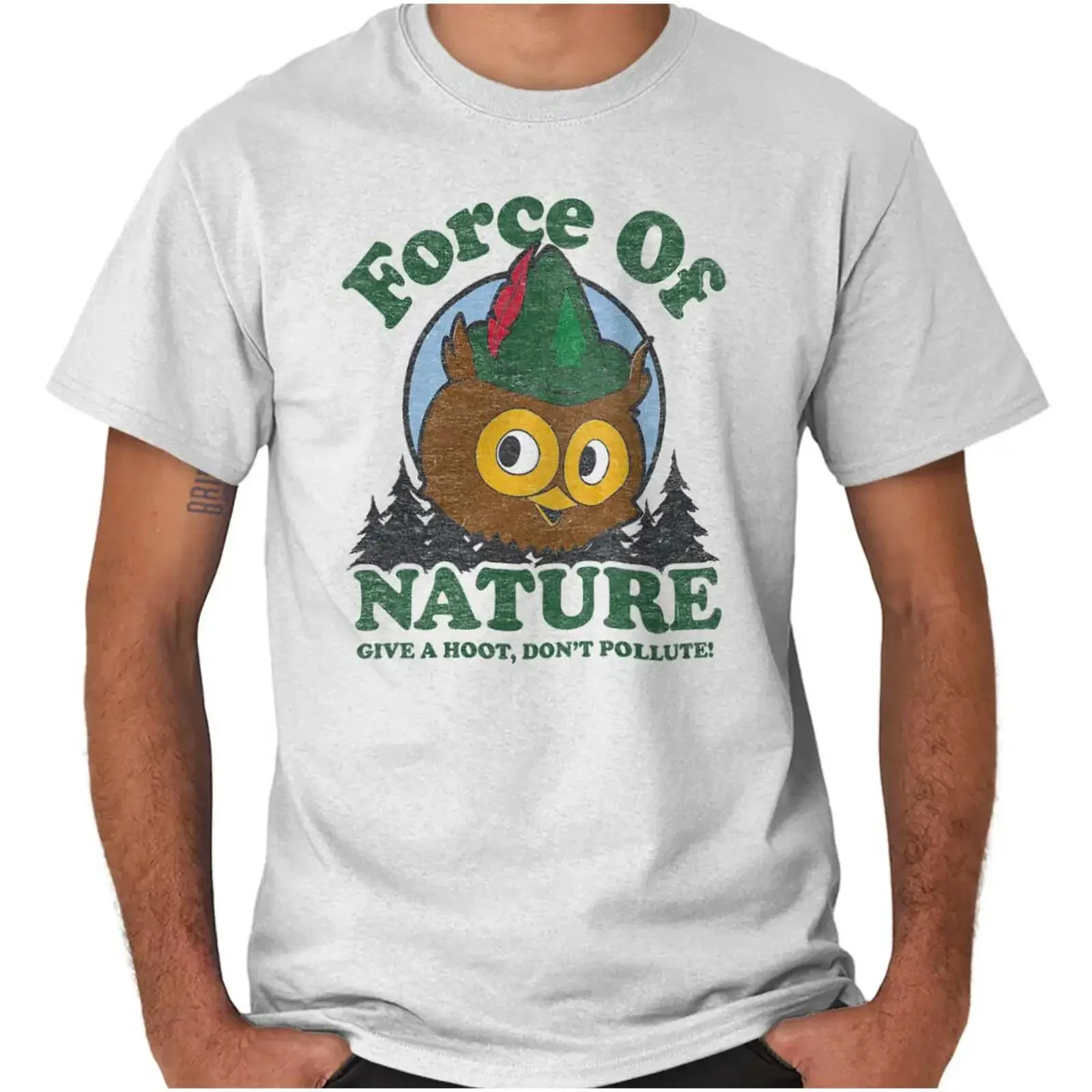 Give A Hoot Don t Pollute Woodsy The Owl Adult  Crewneck Shirt vintage Washed Stylish Unisex Slightly Breathable fashion