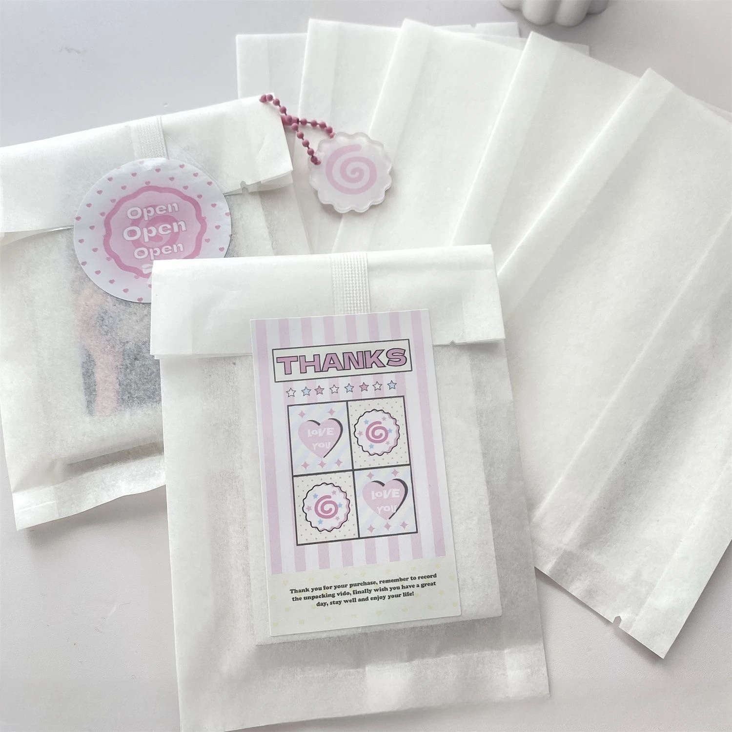 Thickened White Cotton Paper Bag Self-Sealing Portable Packaging for Idols Love Fans Gift Card Half-Transparent Matte Finish