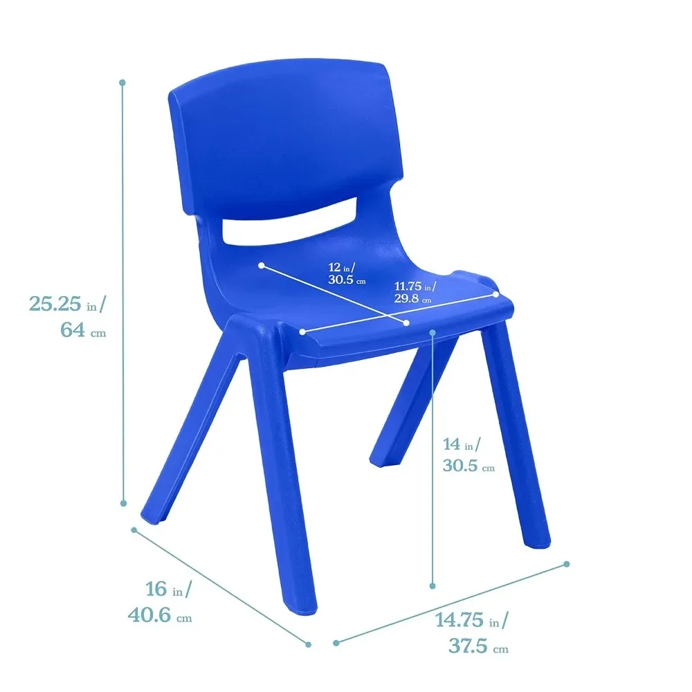 Kids 14in School Stack Chair, Classroom Furniture, 4-Packchair measures 14.75" W x 16” D x 25.25”H, seat height measures 14” H