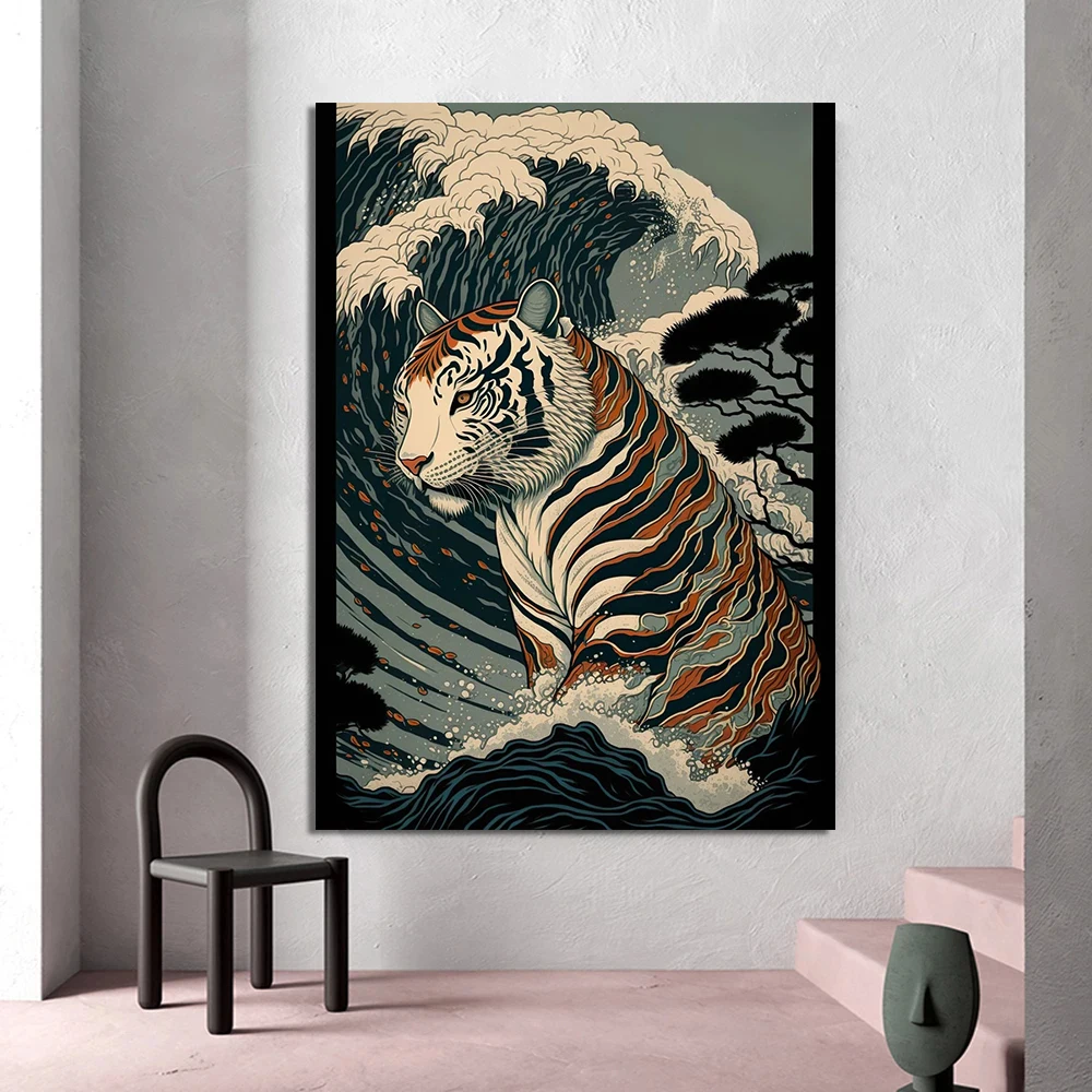 Vintage Animals Dragon Tiger Rooster Sheep Rat Ukiyo E Japan Art Poster Canvas Painting Wall Prints Picture Room Home Decor