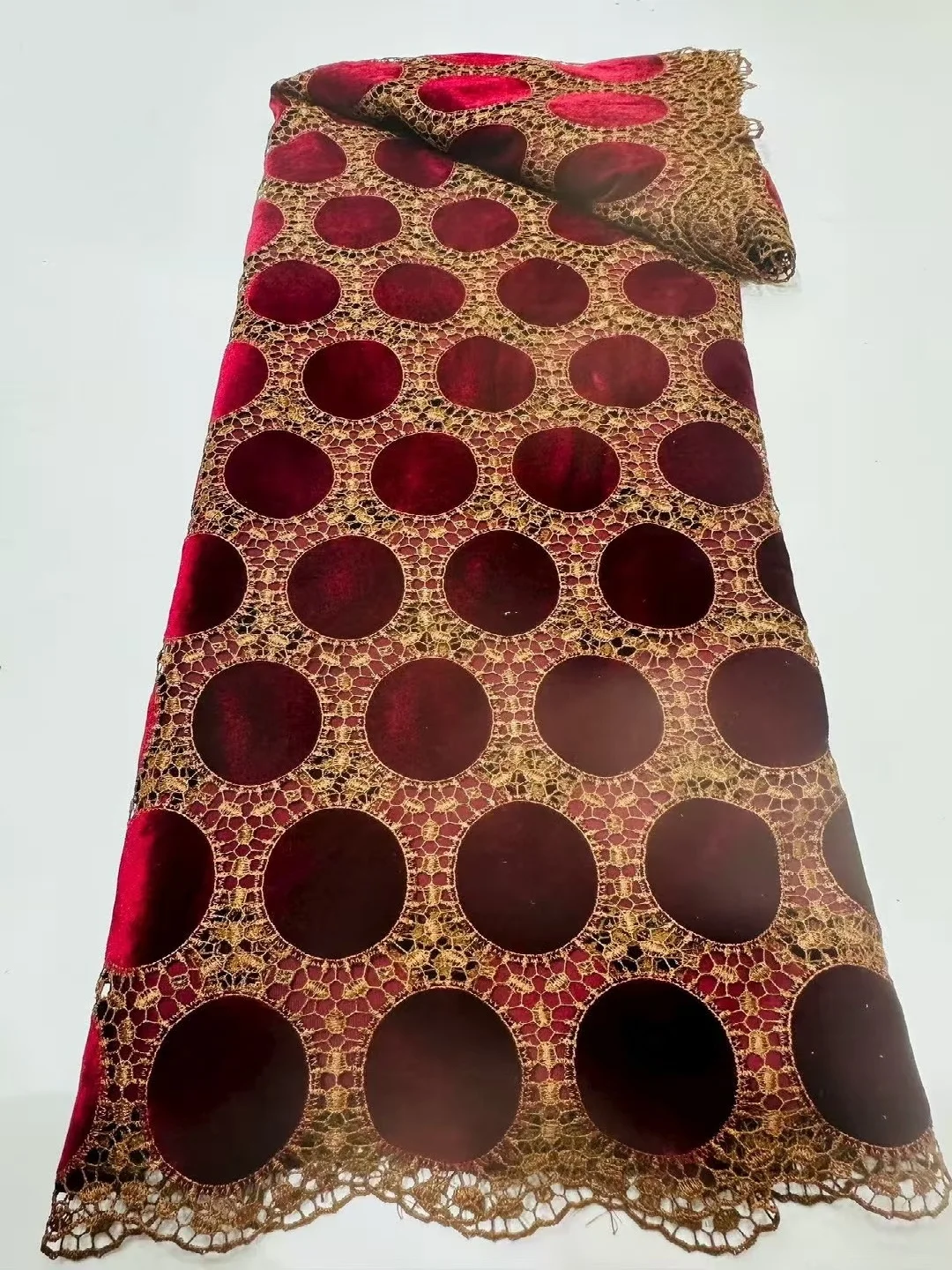 5 Yards African Velvet Guipure - Velvet Fabric Embroidery 评论和价格