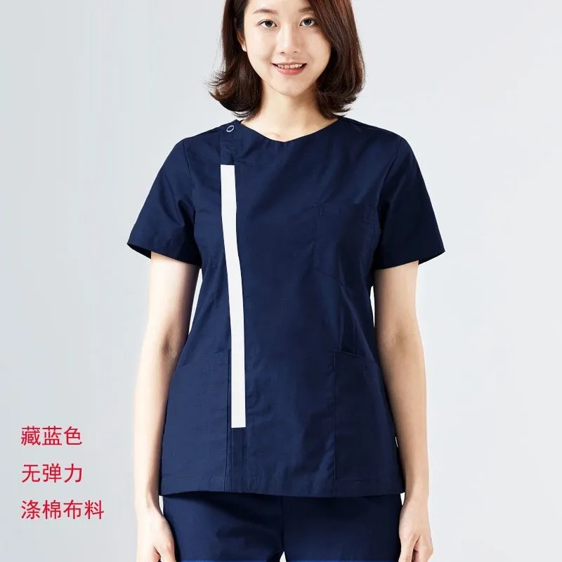 New elastic Scrub sets operating room Surgical gowns short sleeve doctor nurse workwear oral dental beauty salon Nursing outfits