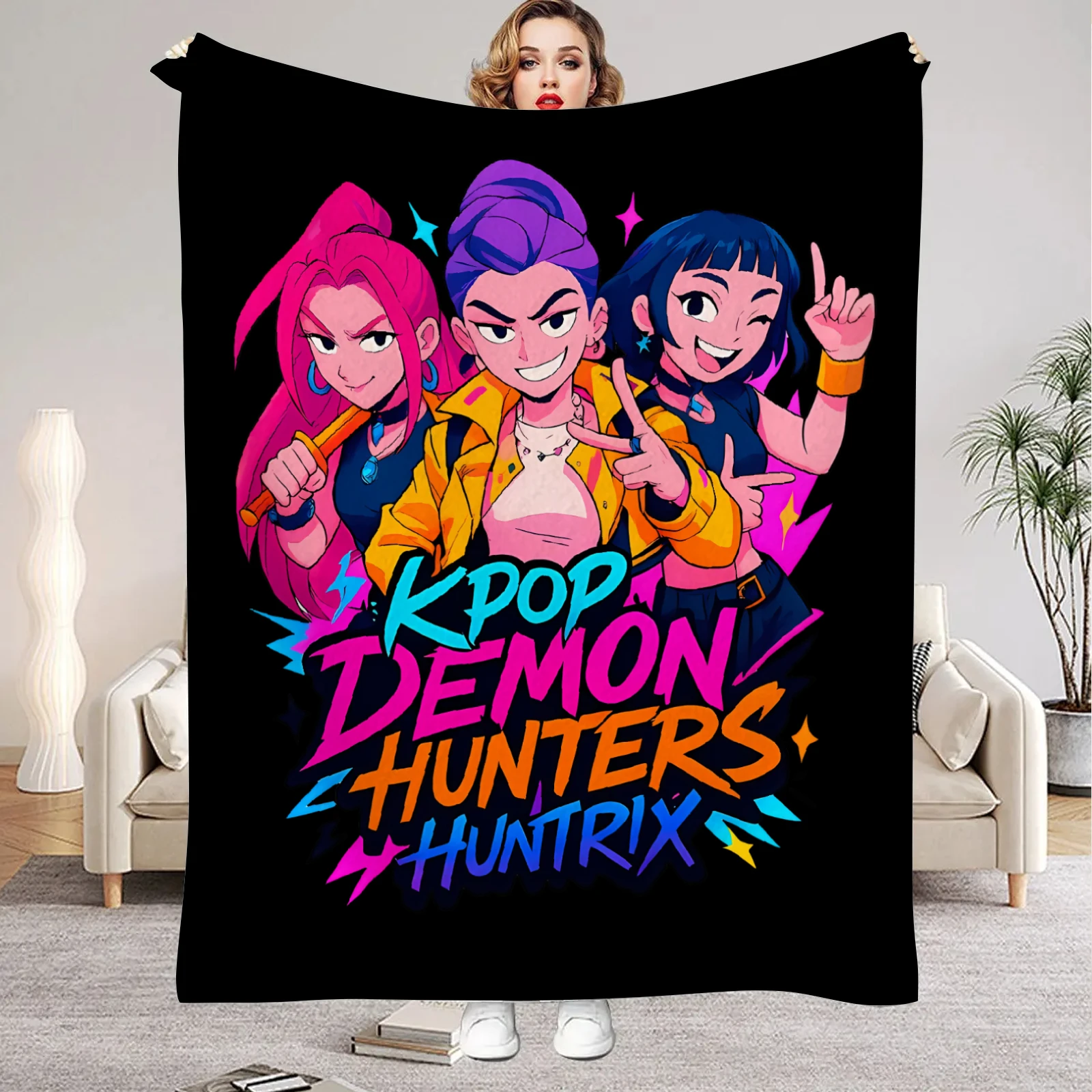 بطانيات kpop شيطان الصيادين هانتريكس جودة لينة دافئة رمي بطانية الشتاء الاطفال الأريكة السرير رقيق المفرش