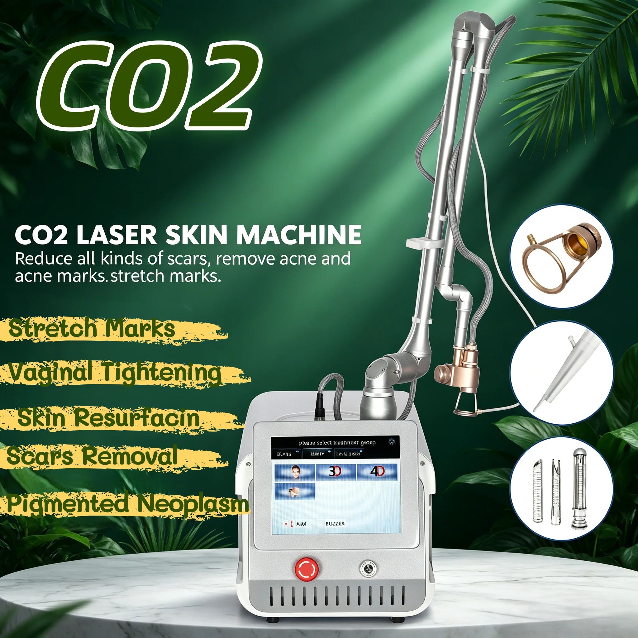 360° Rotatable Arm Fractional CO2 Lase Instrument Skin Rejuvenation Stretch Mark & Scar Care Facial Firming Salon Machine
