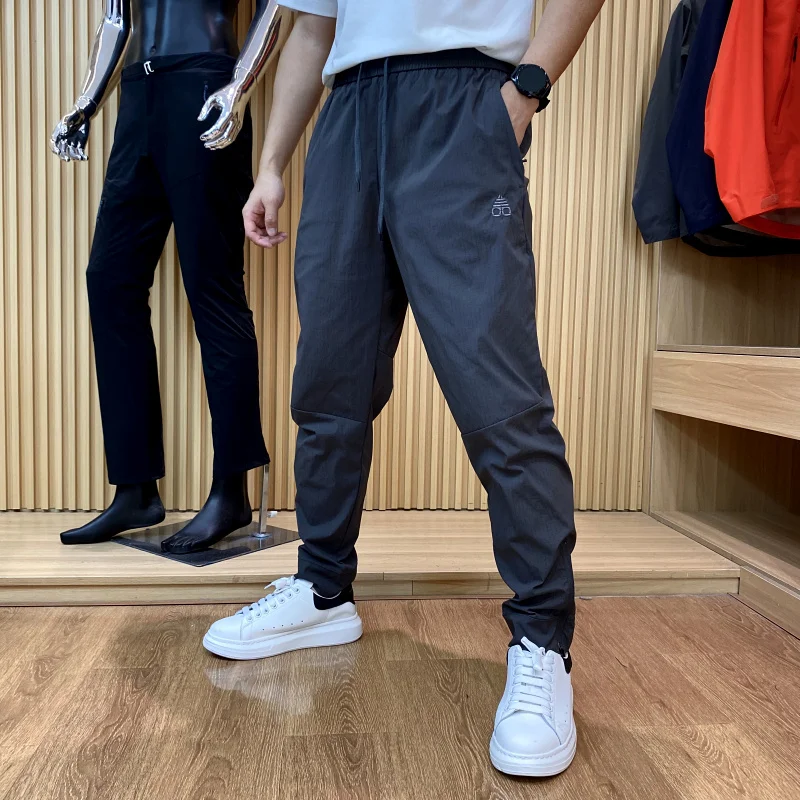 

Outdoor Casual Pants Youth Summer Regular Thin Pure Color Waterproof Tailored Embroidery Straight Leg Long Pants