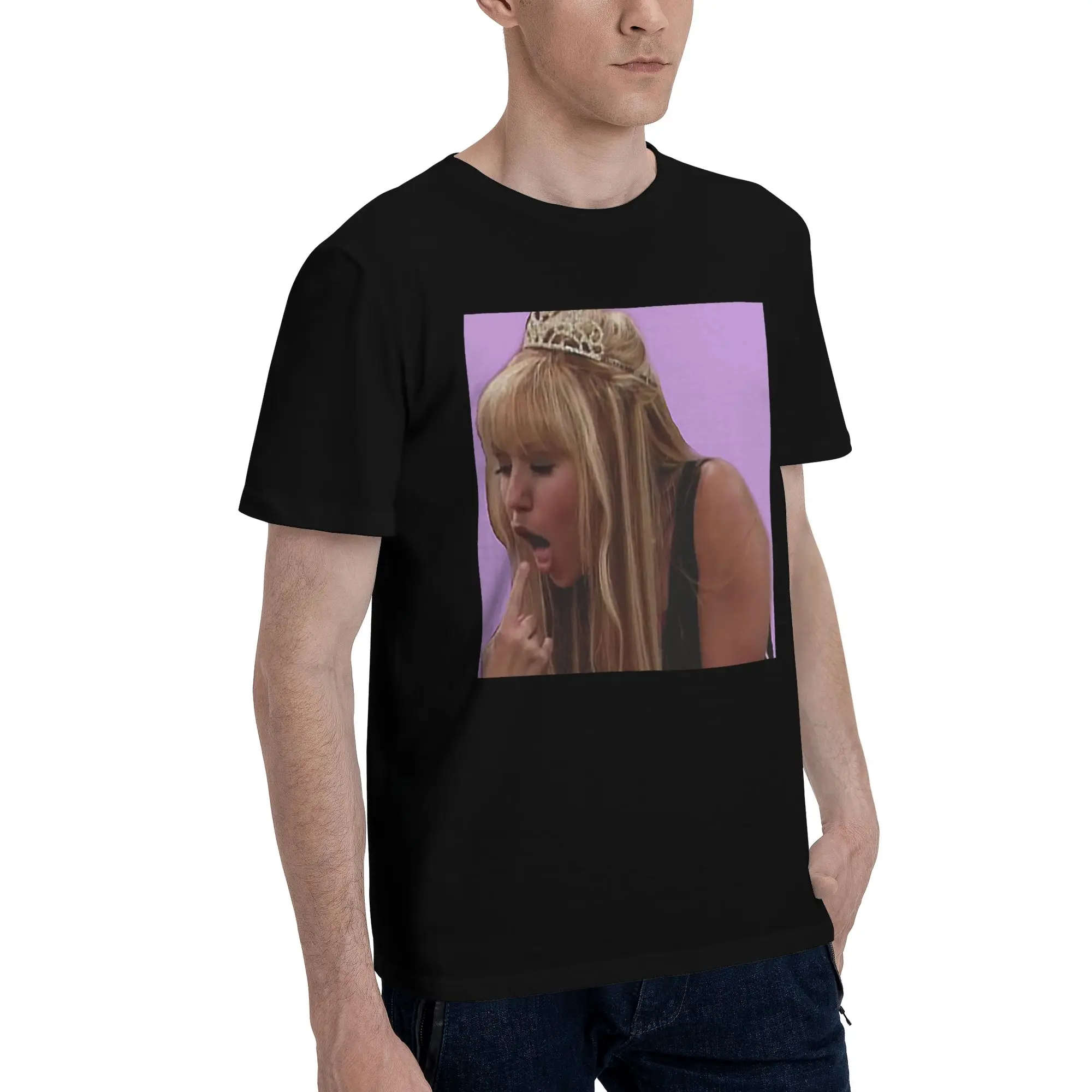 

funny Hannah Montana stick Men T-Shirt Oversized T Shirts Men's Round Neck Cotton Tees Short Summer Male