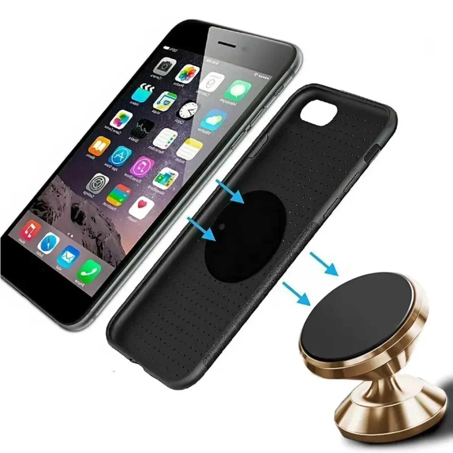 360 °   금속 전화 홀더, 슈퍼 자기 차량의 계기판 공기 배출구용 접착식 회전 마운트-VOPH014