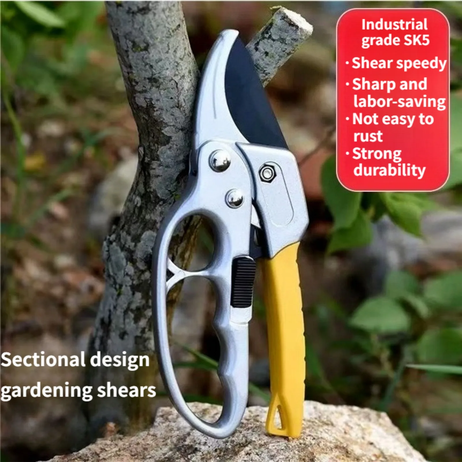 Labor Saving Ratchet Garden Pruning Shears Sharp SK5 Blade Tree Branch Trimmers Ergonomic Non-Slip Handle Garden Cutting Tool