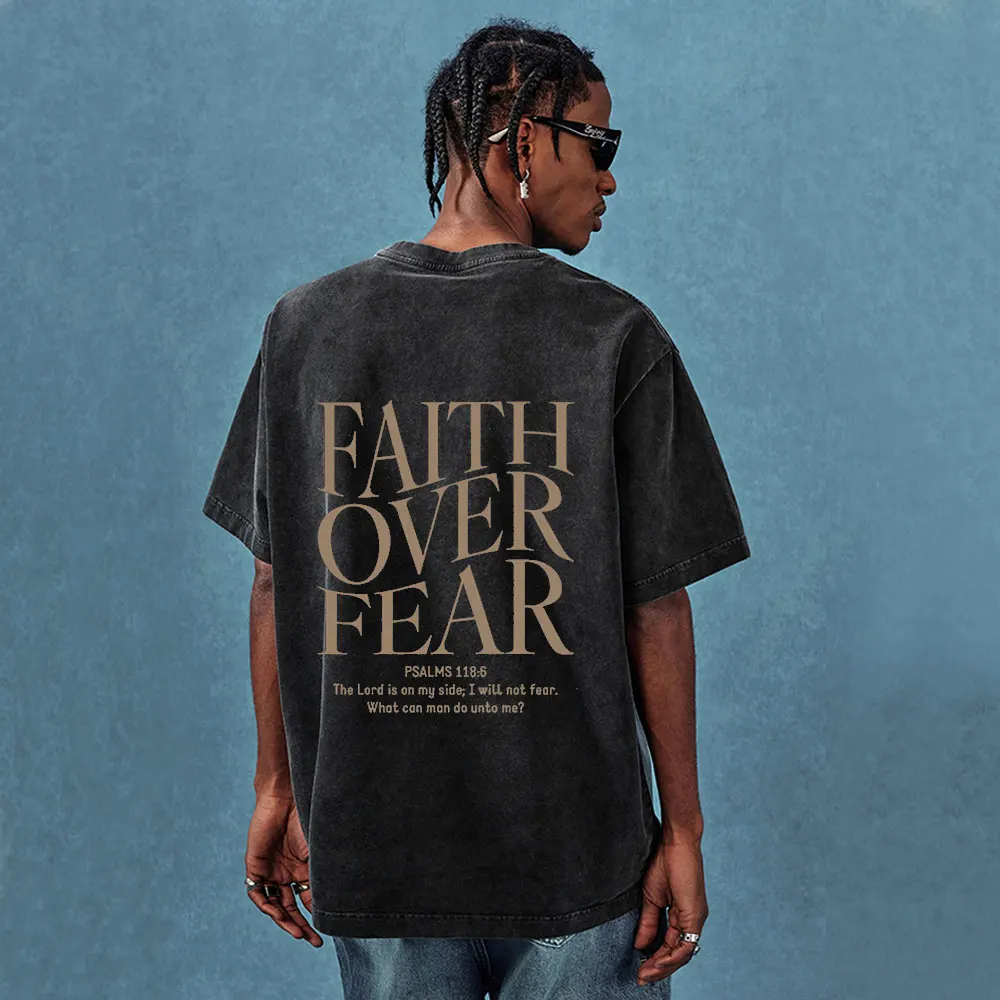 

Graphic T Shirt Man Christian Bible Verse Print Vintage Washed Loose Oversized Short Sleeved Tee Women's Y2k Clothes Summer Tops