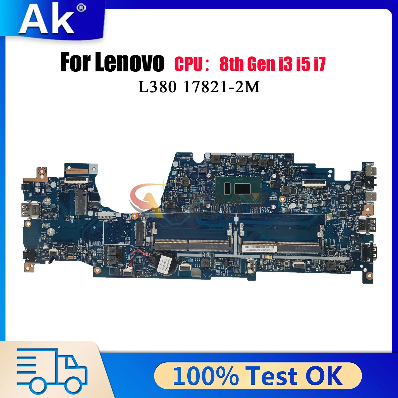 

With I3 I5 7th 8th Gen CPU 17821-2M Laptop Motherboard For Lenovo ThinkPad L380 S2 100% Fully Tested