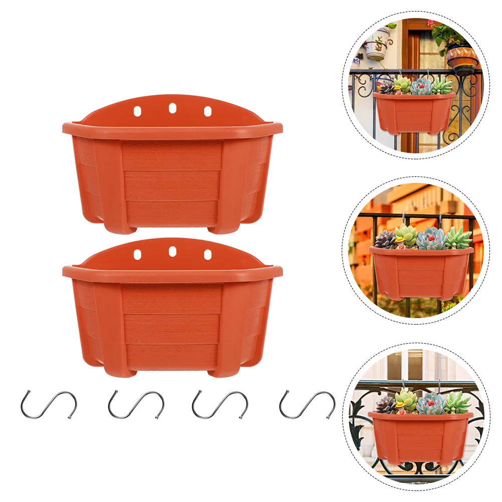 

Wall Mounted Flower Pot 2 Sets Semicircle Garden Container Red Hanging Durable Rust Resistant Plant Holder Space Saving Perfect