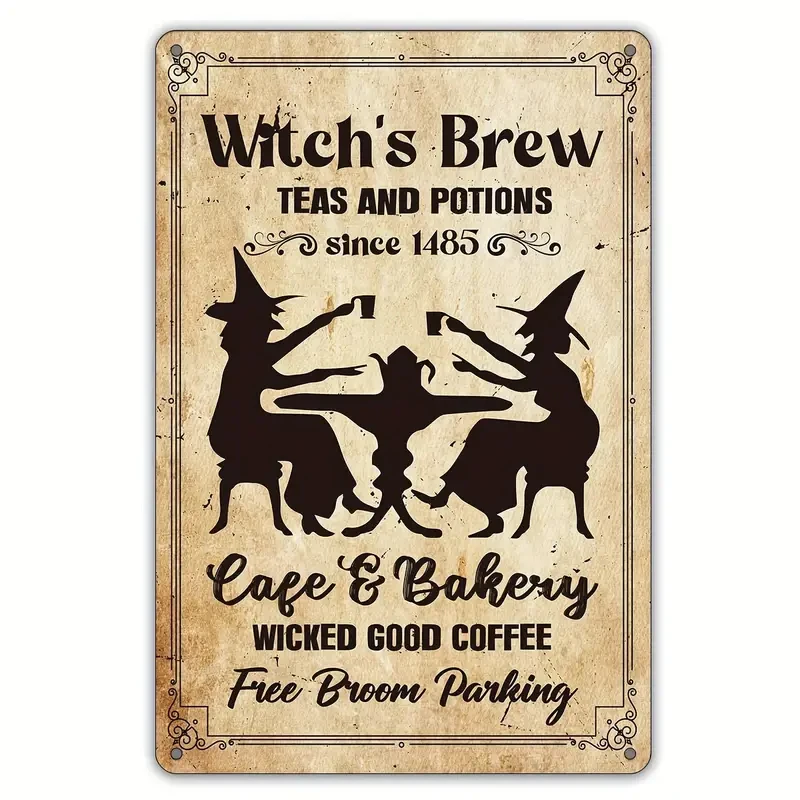 Vintage Witch Metal Tin Sign Wall Decor Retro Black Cat Witchy Art Signs for Home Decor Gifts view 4