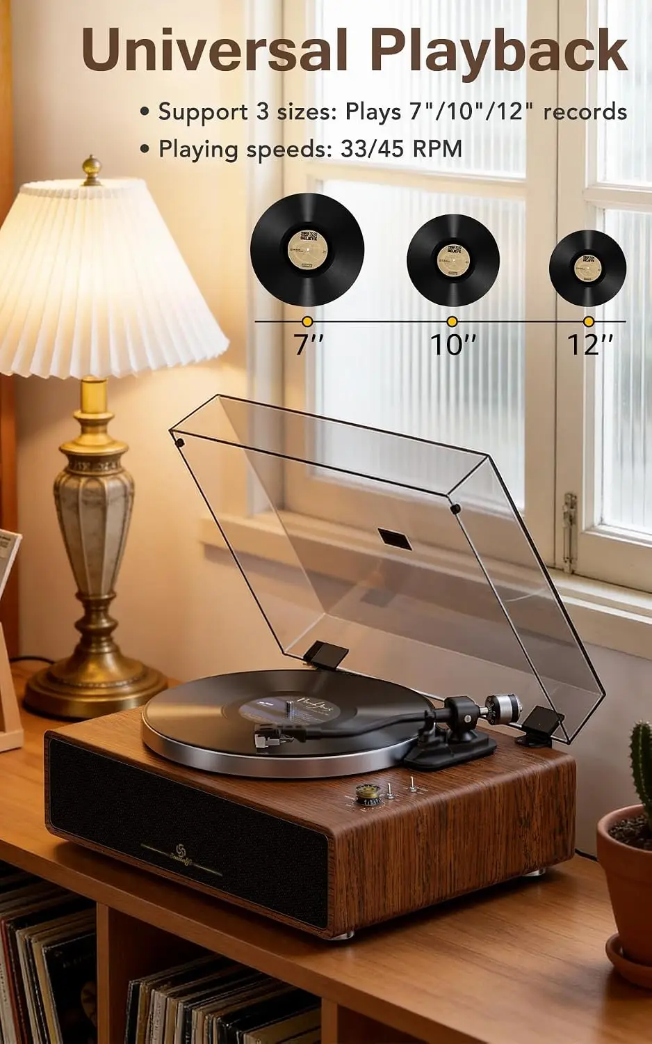 AllInOne Vinyl Record Player Belt Drive 4 Speakers Bluetooth AT3600L Magnetic Cartridge Adjustable Counterweight AutoStop RCA AU