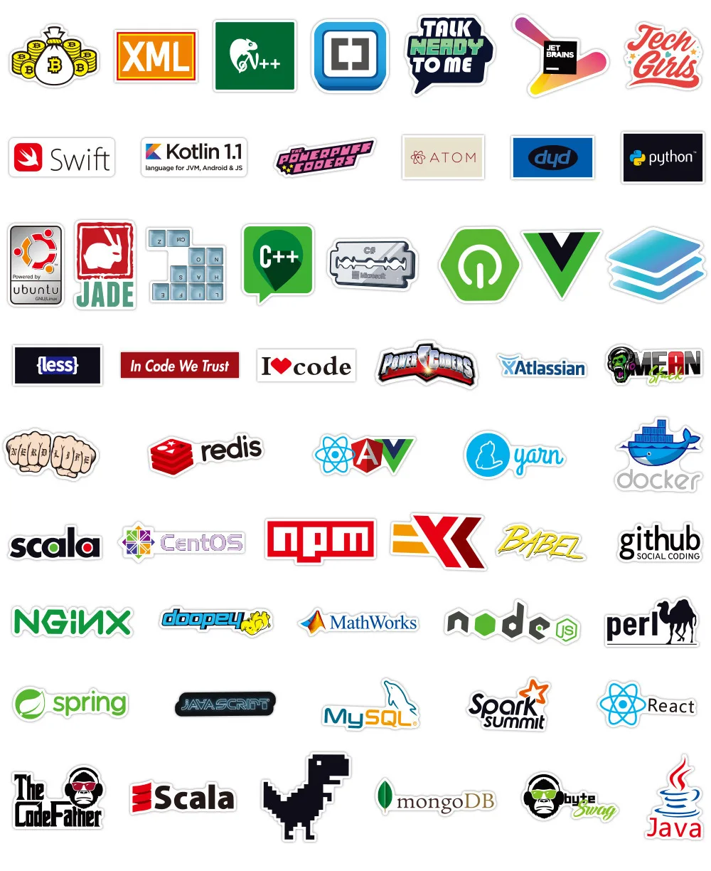 10/50Pcs Programming Stickers Graffiti Laptop Fridge Phone Skateboard Computer Car Waterproof DIY Sticker Decals Kids Toy