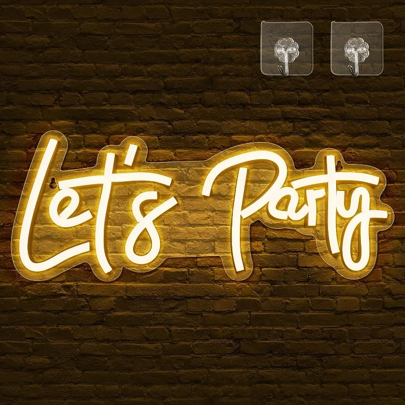 

Let's Party Neon Signs Arrinew LED Wall Decor Decorative Bachelorette Party Engagement Party Birthday Wedding Warm White