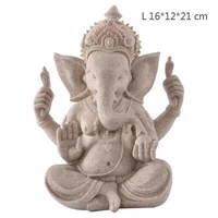 Sandstone Crafts Sculpture, Sitting Meditation, Buddha Statue, Elephant Ganesha Sculpture, Incense Burner, Feng Shui Decoration,
