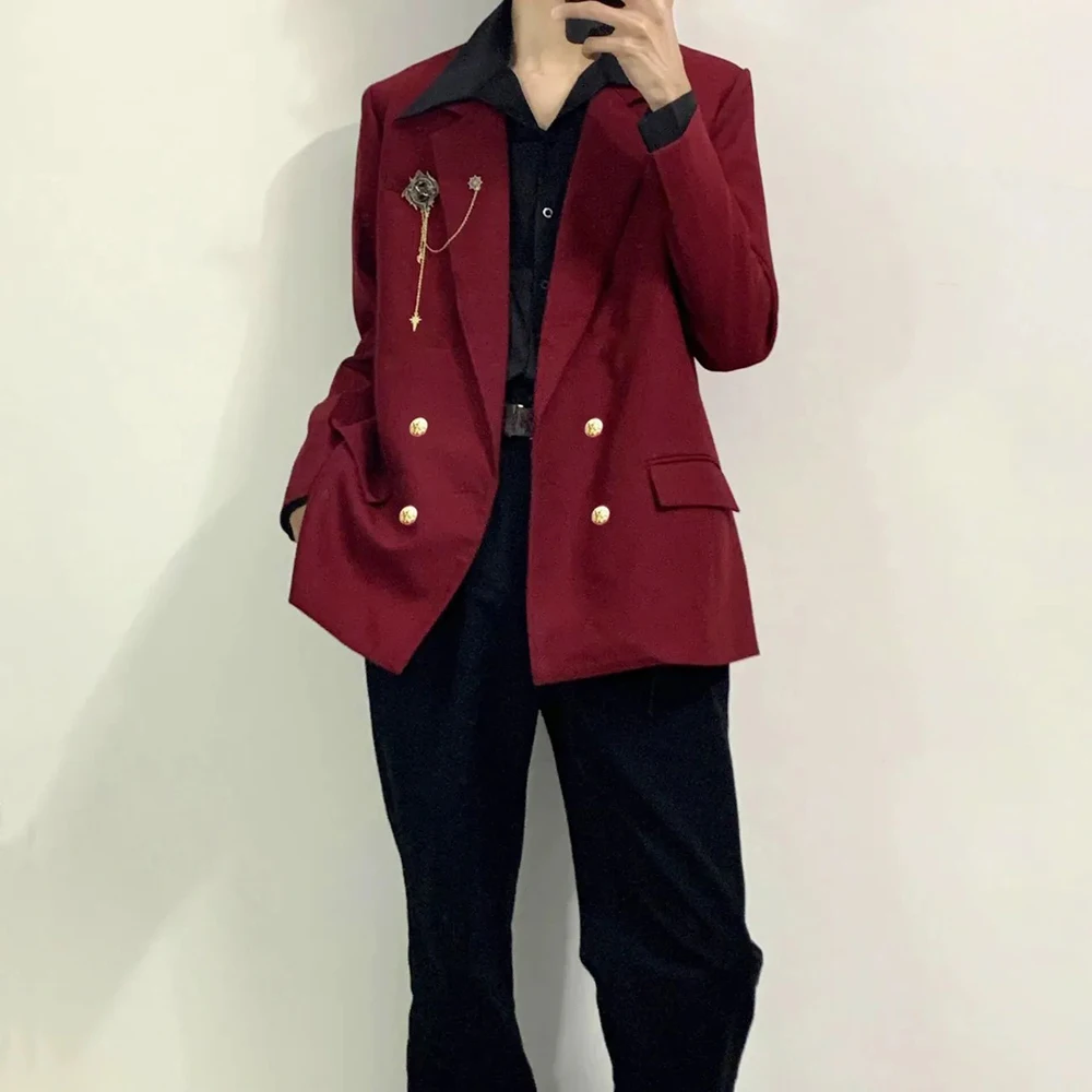 

Winter New Male Solid Color Long-Sleeved Suit Jacket Japanese Retro Fashion Trendy High Street Loose Casual Niche Men's Top 2025