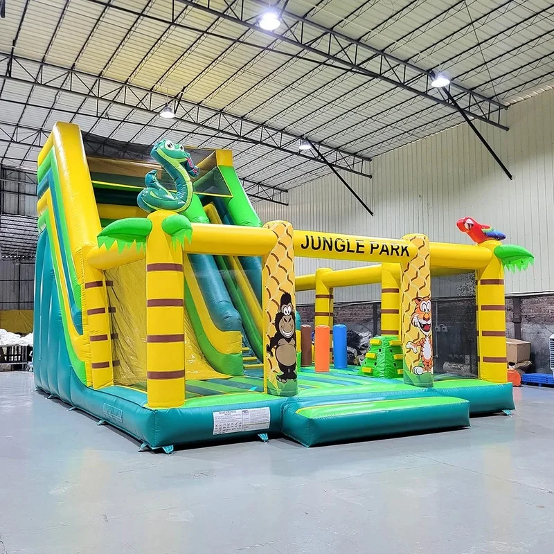 Custom Outdoor Jungle Commercial Inflatable Playground Large Inflatable Slide Obstacle Course Bounce Suitable for Kids
