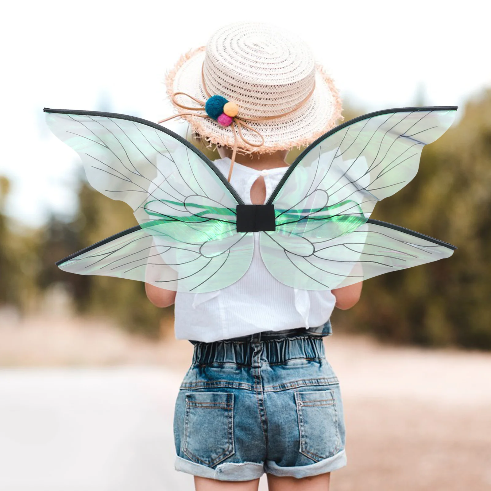 Fil d'accessoires de cosplay d'ailes dégradées, costume de cigale pour des enfants, décor de vêtements d'adulte, robe de paupières