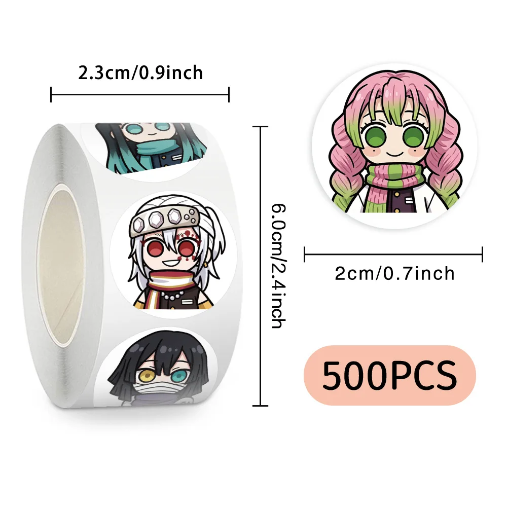 500pcs  Demon Slayer Anime Stickers Roll Waterproof Vinyl Decals For Laptop Guitar Diary  Bottle Envelope Stationery Kids Gift