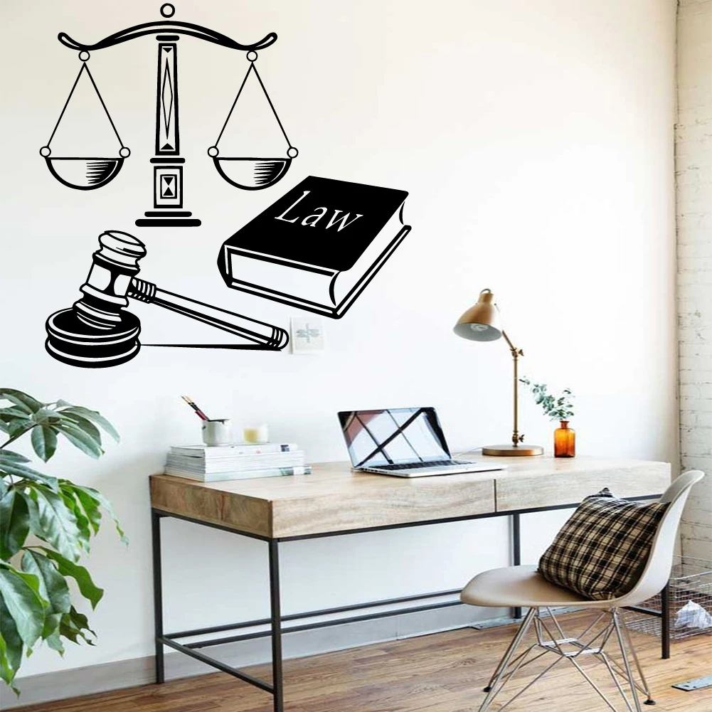 Fair Ruling Vinyl Wall Decal Law Court Justice Decoration Mural Wall Stickers Book With Balance Wall Art Mural Decoration