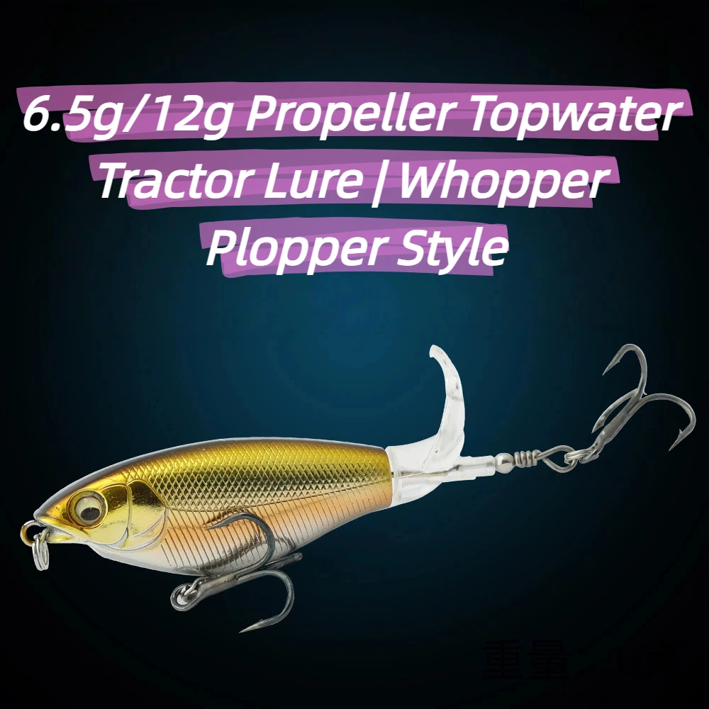 1/6pcs 6.5g/12g Topwater Spinner Fishing Lure Popper Artificial Pencil Hard Bait Propeller Rotating Tail Fishing Tackle Swimbait