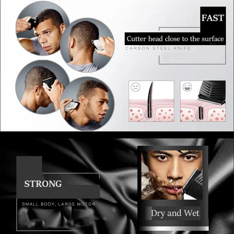 Kemei máquina de cortar cabelo elétrica profissional sem fio aparador barba 0.1mm cabeça careca auto máquina corte cabelo para homens crianças 6032