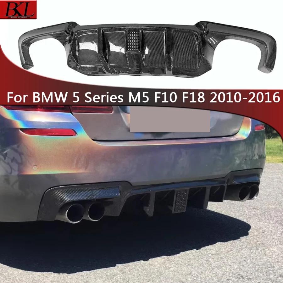 For BMW 5 Series M5 F10 F18 525i  Carbon Fiber With lights Car Rear Bumper Diffuser Rear Splitters Spoiler Back lip