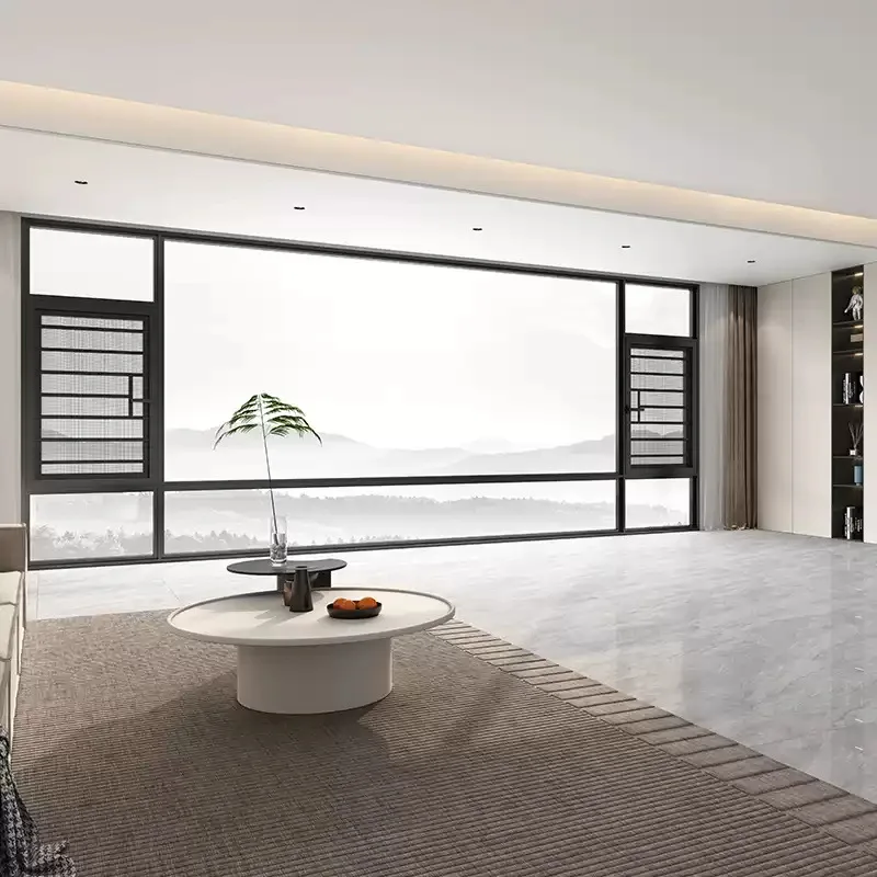 Premium European Standard Thermal Break Aluminum Windows Fixed Panoramic&Casement Low-E Insulated Tempered Glass Hotel Hospital