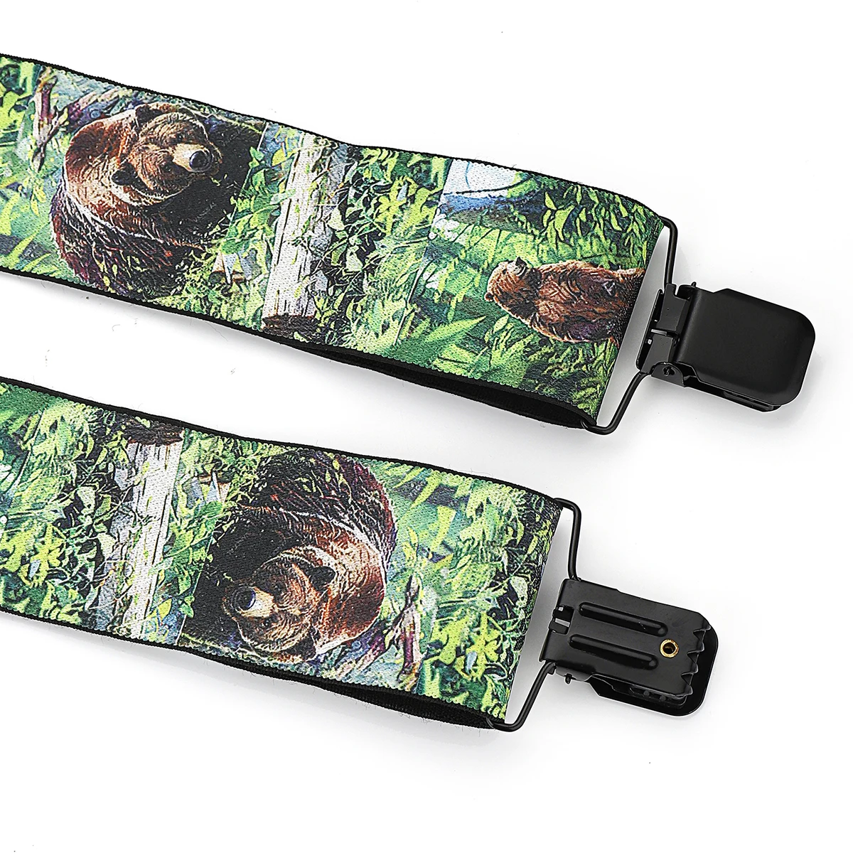 Correa ajustable altamente elástica con patrón de oso en forma de X para hombre de 1,97 pulgadas