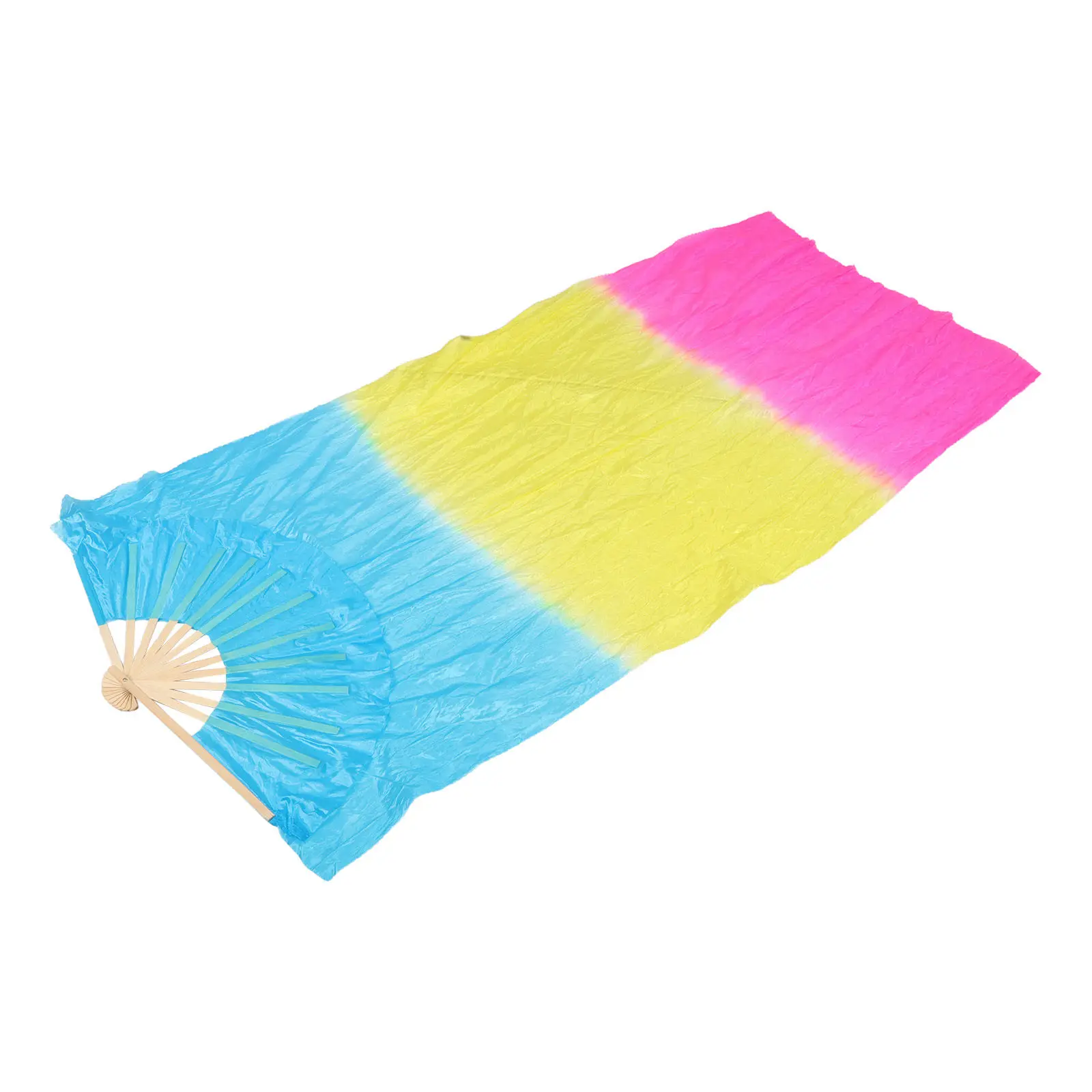 Dance Fan Kids Colorful Fabric Belly Dancing Flow Fans Long Performance Prop Practice Hand Fan for Dance Classes Competitions