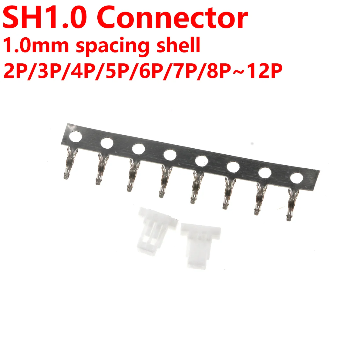 50/20PCS SH1.0 rubber shell 1.0mm spacing connector 2P/3P/4P/5P/6P/7P/8P~12P plug connector