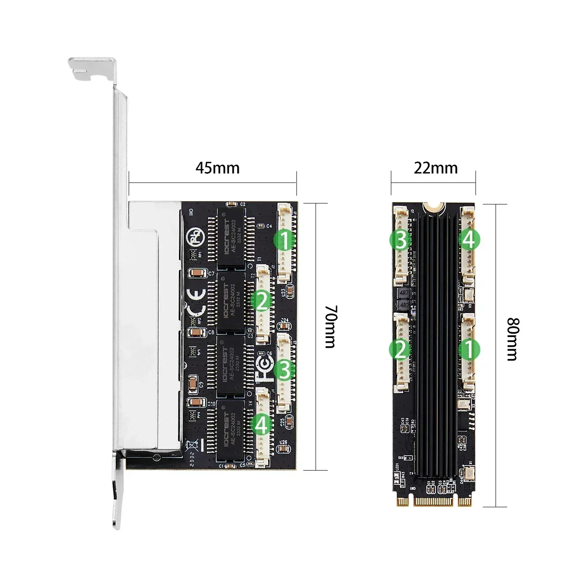 M.2 PCI-e 4 Port Port Gigabit Ethernet M key B key 1000Mbps 1G Nic Network Card RealTek RT8111H Chipset NAS For Gaming