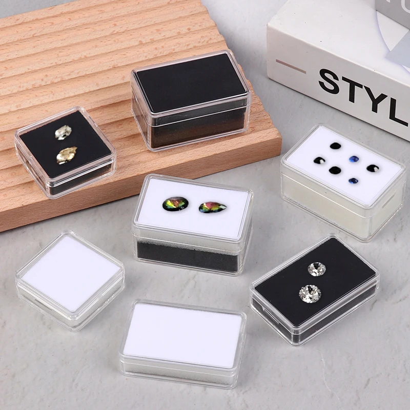 1 PCS Bare Diamond Storage Box Plastic Diamond Display Case Colored Gem With Double Inner Cushion Bare Stone Box