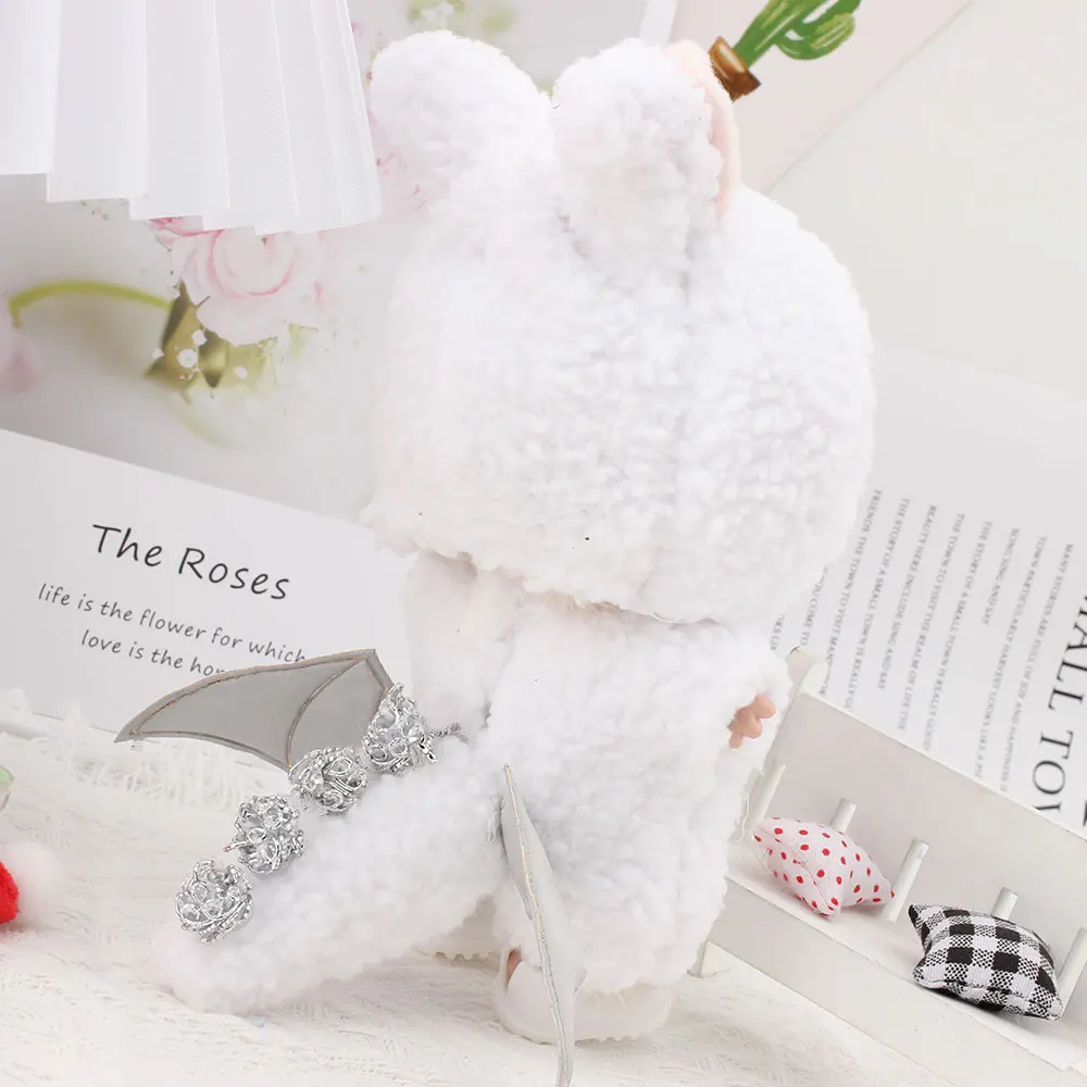 Labubu Doll Clothing White wing plush clothing   17cm Clothing Shoes Doll DIY Accessories Training Sitting Party Games Toys Gift