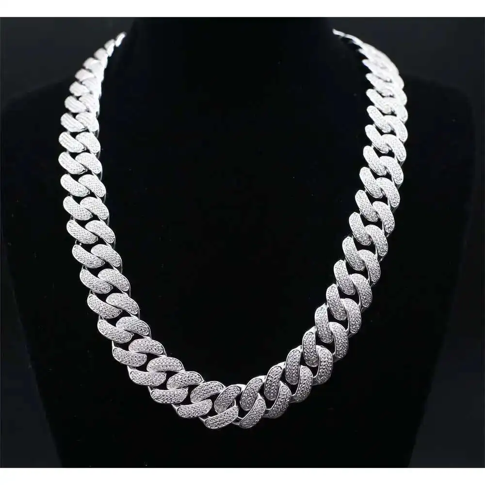 

Factory Custom Hip Hop Iced Out Bracelet Vvs Moissanite 18k Gold Plated 925 Sterling Silver Thick Cuban Link Chain Necklace Men