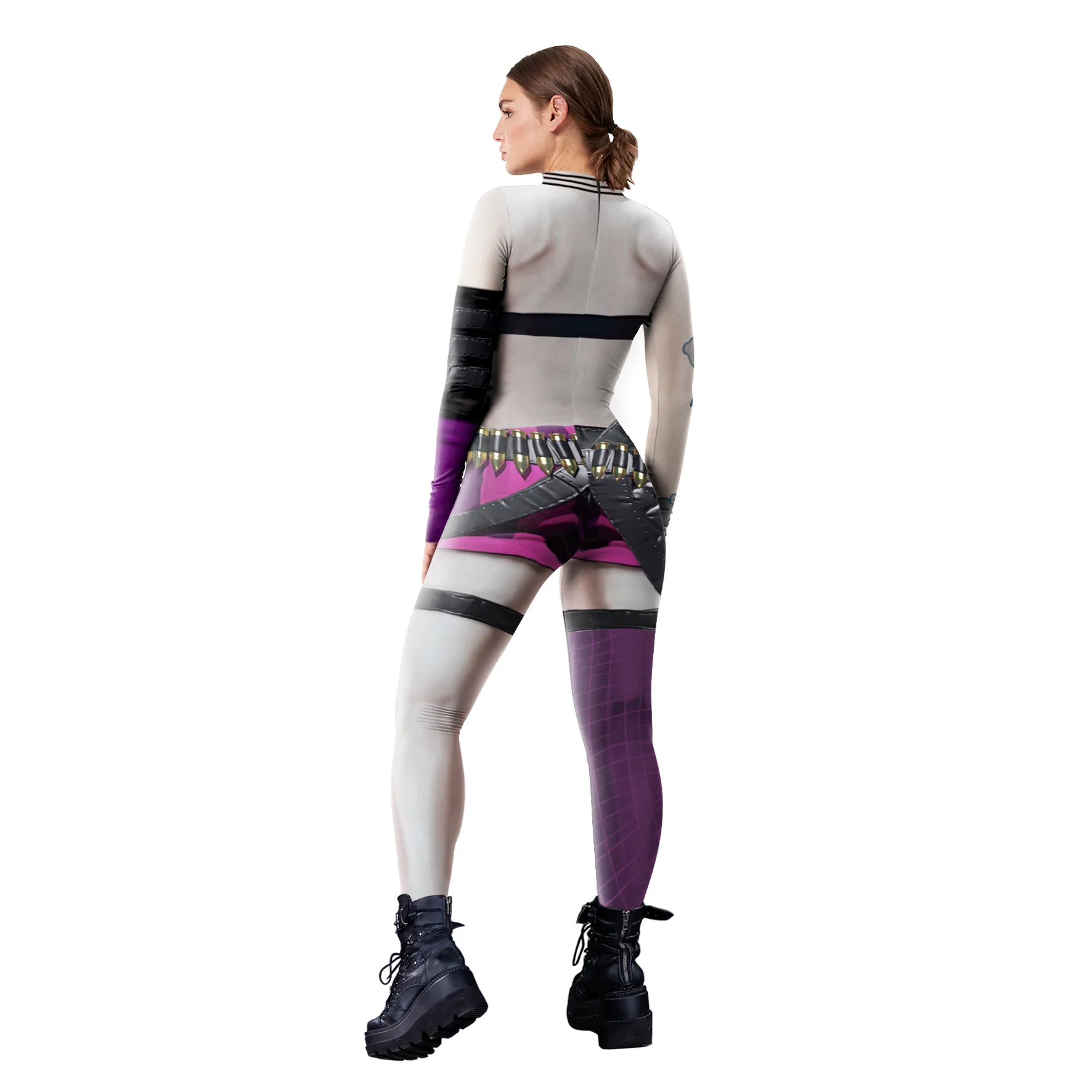 Anime Game LOL Arcane Cosplay Costume Crit Loli Jinx Jumpsuit Zentai Jinx Cosplay Catsuit Sexy Women Carnival Costume