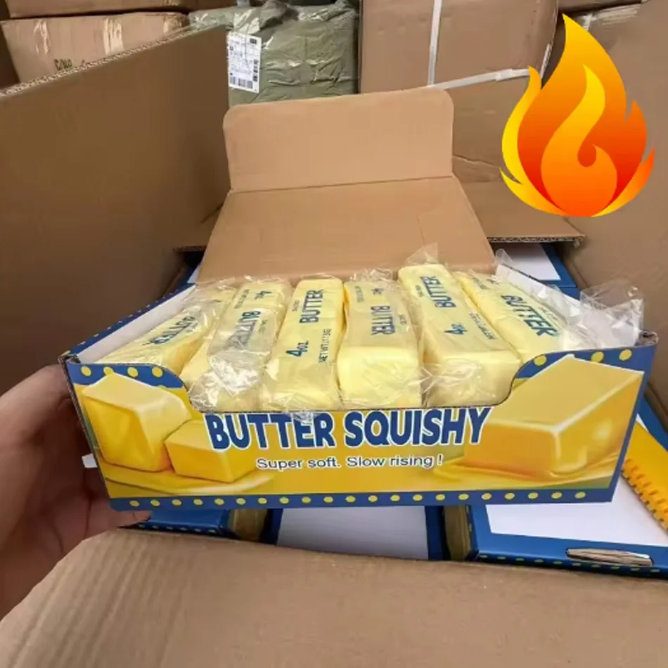 Decompression Toy Butter Stick Squishy Fidget Toys Elastic Cheese Stick Fun Squeeze Anxiety Relief Game Birthday Gift view 5