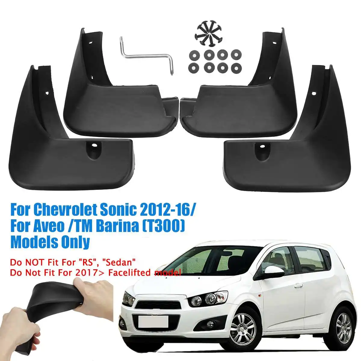 Car Mudguards Mud Flaps Splash Guards Fender Mudflaps 4PCS/Set For Chevrolet Aveo Sonic TM Barina 2012 2013 2014 2015 2016