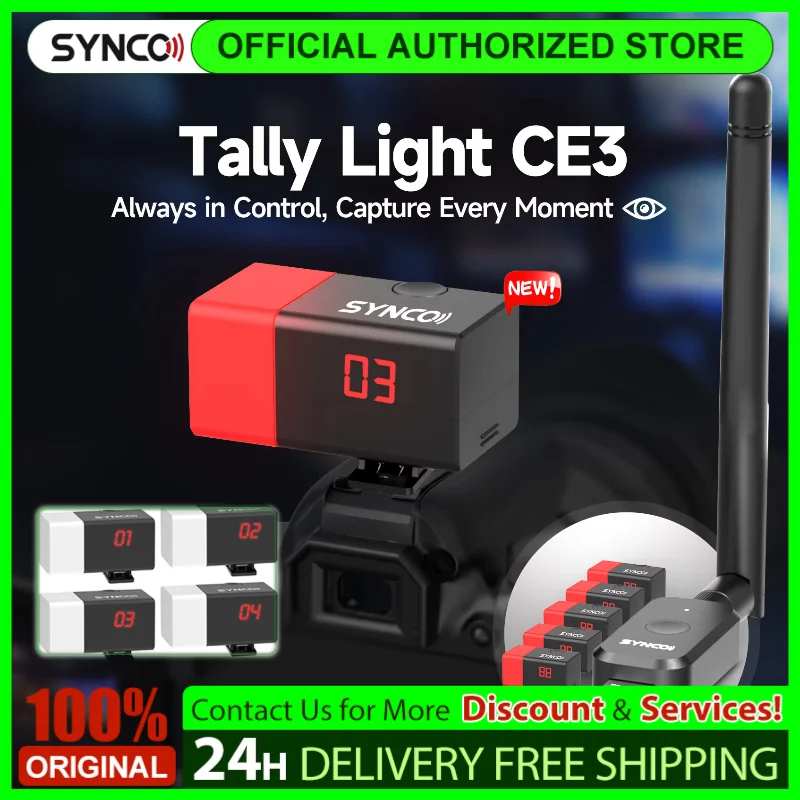 Synco CE3 Wireless Tally Light Signal Light For Camera Broadcast Switcher Live Streaming Transmitter with Battery Tally lamp