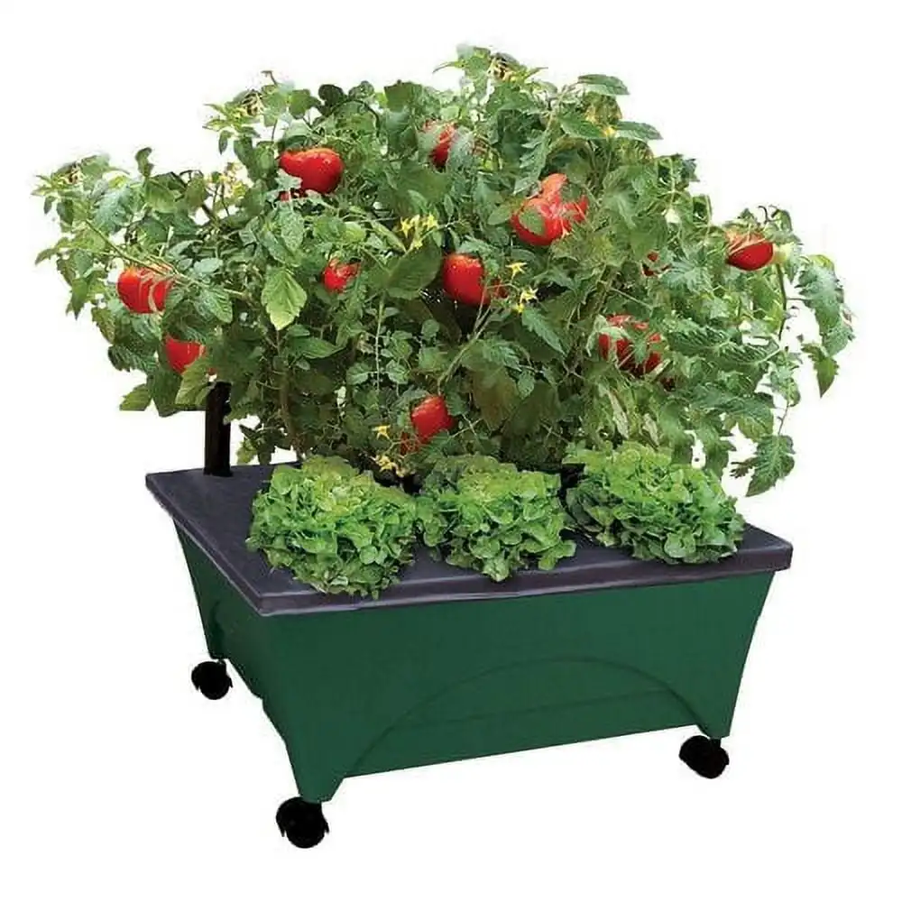 

City Picker Raised Bed Grow Box — Самополив и улучшенная аэрация — Мобильный блок с роликами — Охотничий зеленый цвет