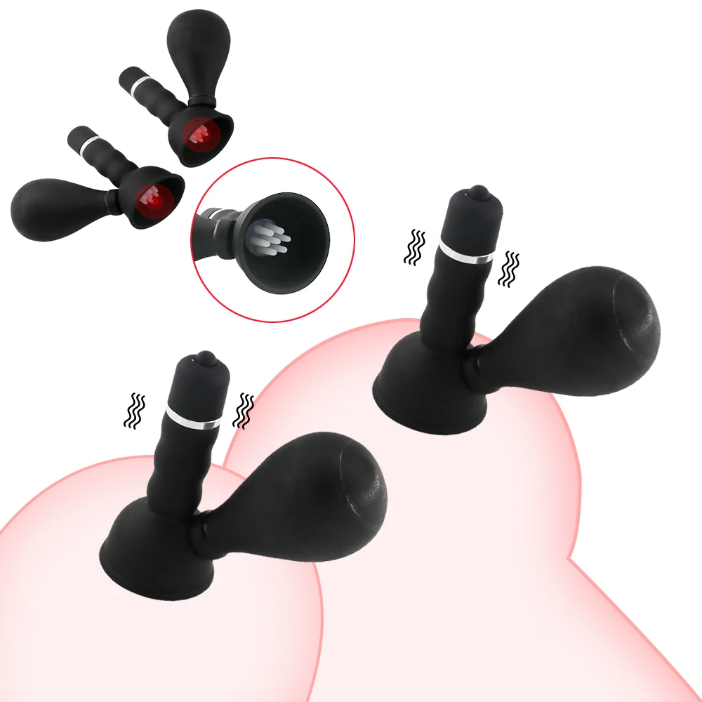 Nipple Sucker Vibrator With Brush Breast Nipple Pussy Clit Stimulation Massager Breast Enlargement Pump Adult Sex Toys For Women