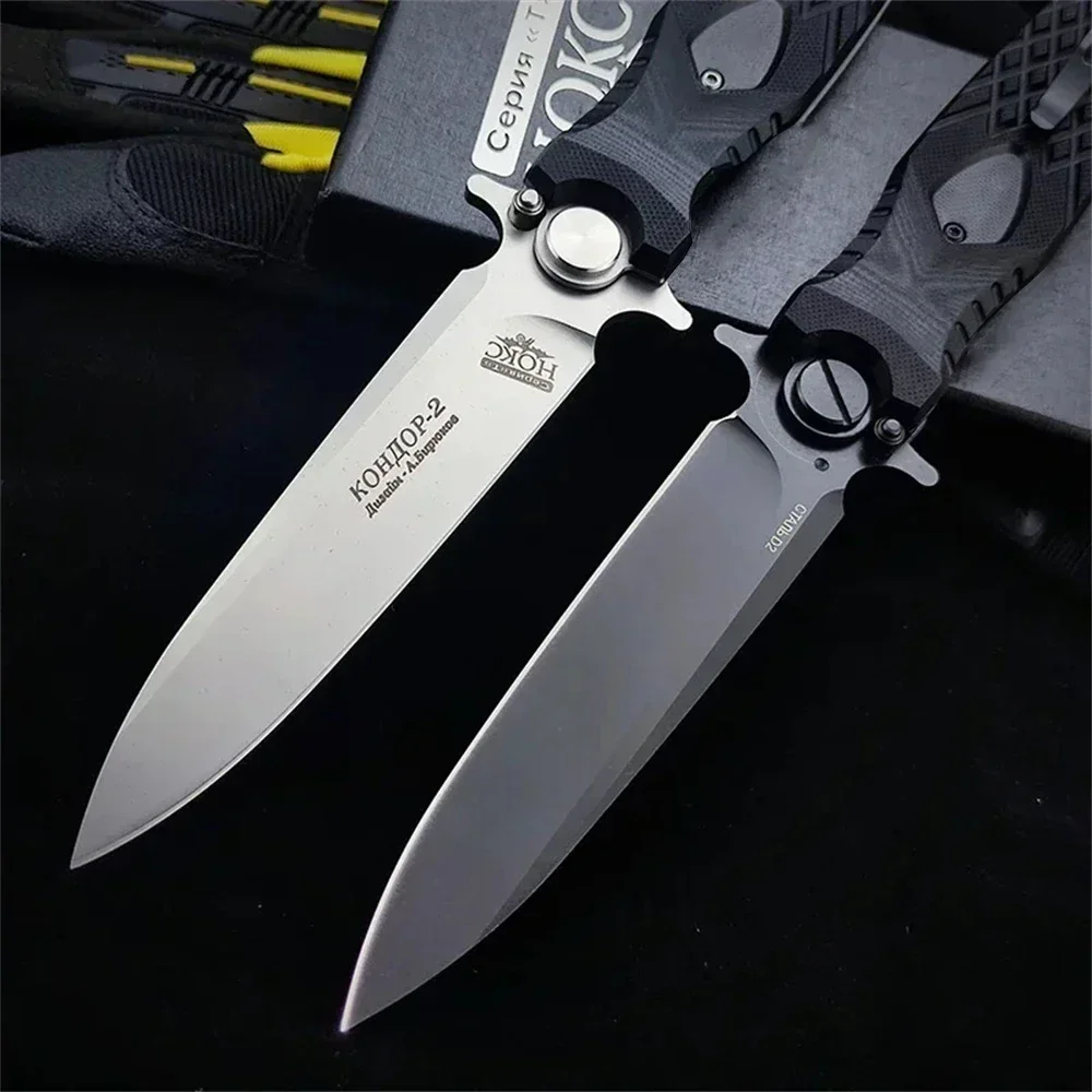 Russian hokc outdoor multi-purpose self defense Hunting camping EDC folding knife D2 blade black G10 handle EDC Gift series