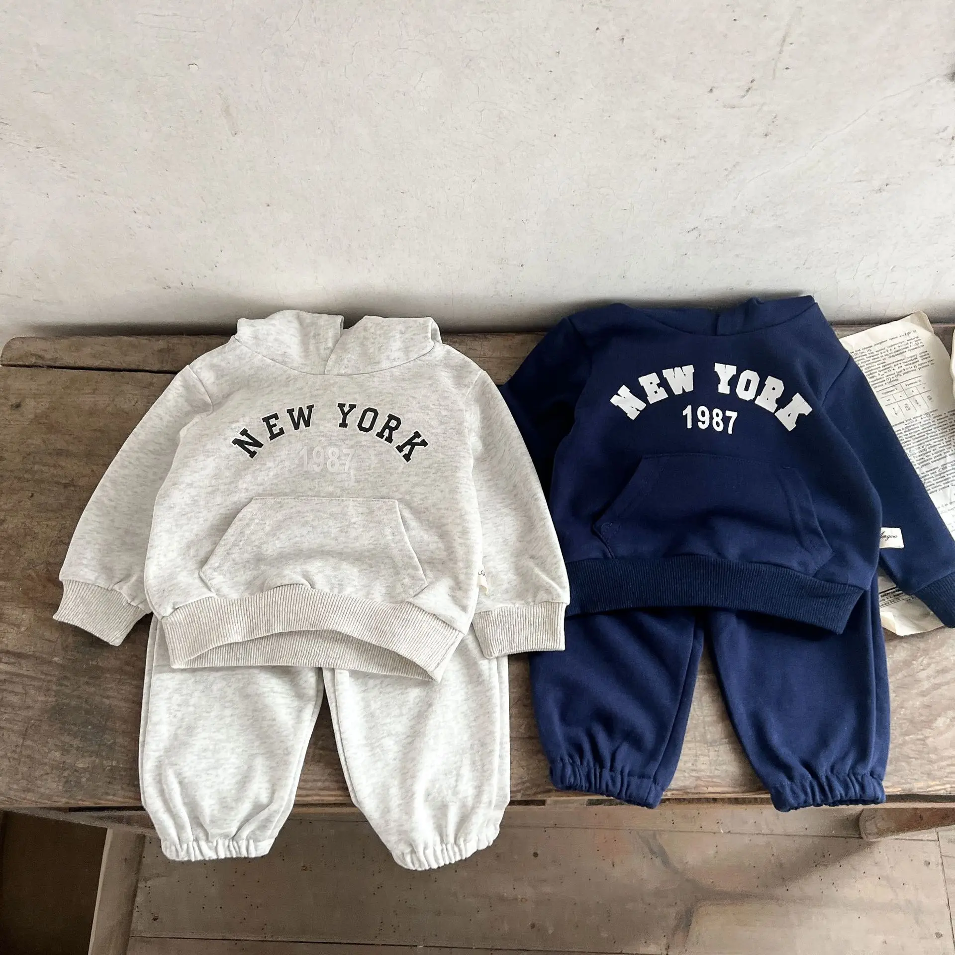 2PCS Ins Style Spring And Autumn New Boy and girl\'s Baby Sports Suit Baby Clothing Sets Cotton Hooded Sweat Pants