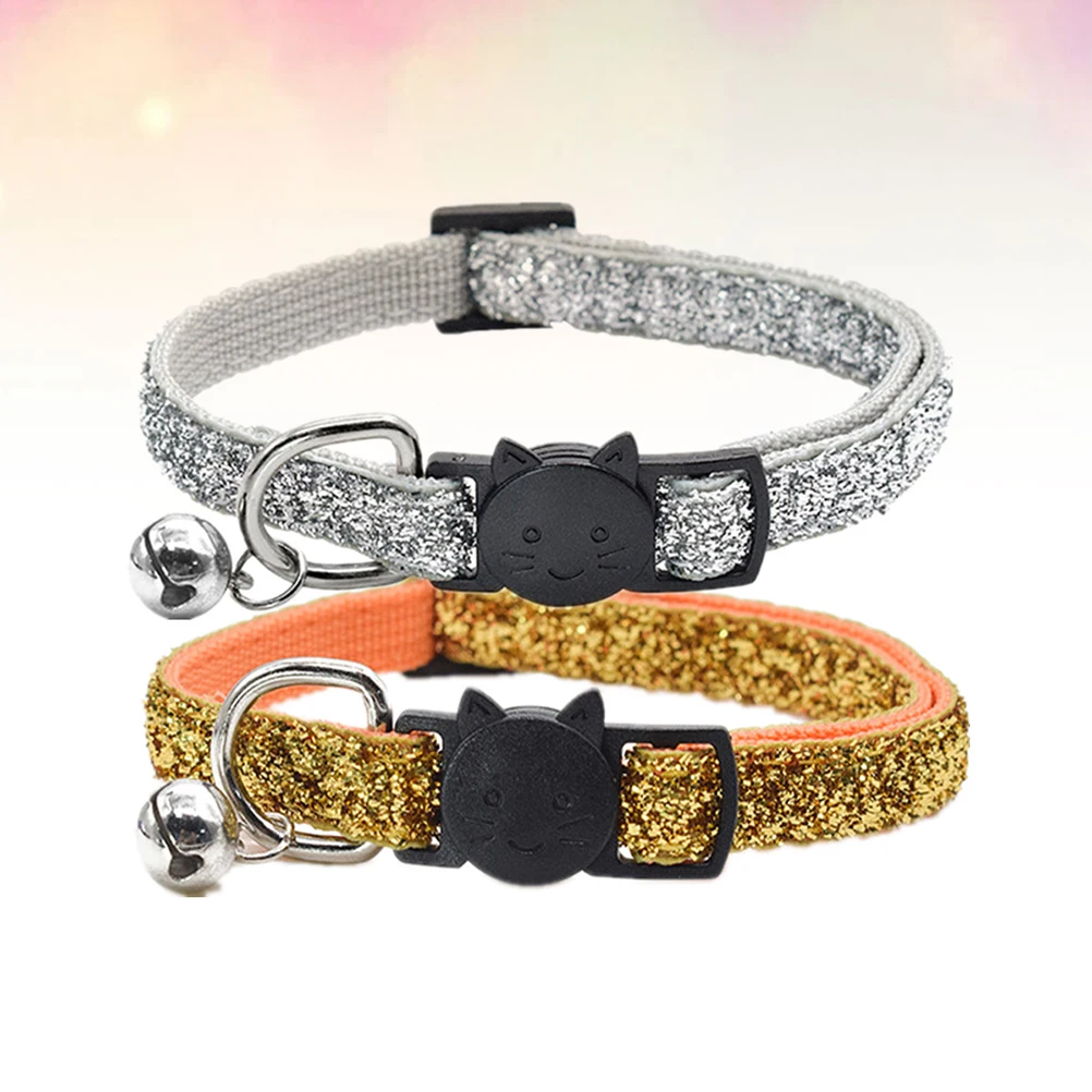 

2pcs Pet Collar Small Kitten Cat Dog Adjustable Soft Bell Design Fashion Pendant Pet Supplies Dog Leash Accessories